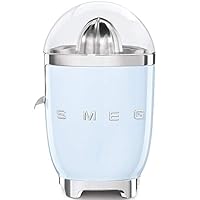 Smeg Retro 50's Style Citrus Juicer with Stainless Steel Reamer and Strainer, Anti-Drip Spout, 70W, Pastel Blue, CJF11PBUK