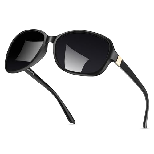 LVIOE Polarized Sunglasses for Women Retro Oversized Shades with UV400 Protection LS8158