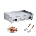PioneerWorks 29" Commercial Electric Griddle with Precise Temperature Control 122°F-572°F, 3000W Stainless Steel Electric Grill,Flat Top Countertop Griddle for Kitchen Restaurant, 110V 60HZ (No Plug)