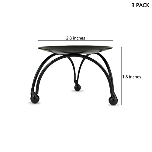 Symfloor Black Candle Holder, Set Of 3 Iron Pillar Candle Plate Small-2.5Inch Decorative Decorative Small Candle Stick Holder Fit Led & Wax Candles, Pedestal Candle Stand For Tables, Wedding,Christmas #TOP1
