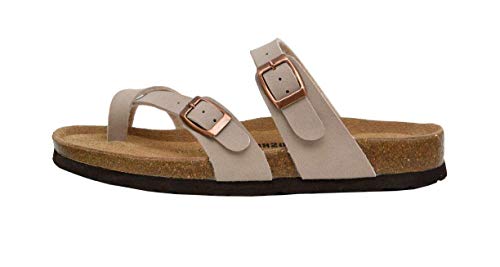 Cushionaire Women's Luna Cork Footbed Sandal With +Comfort, Stone,8.5 #TOP1