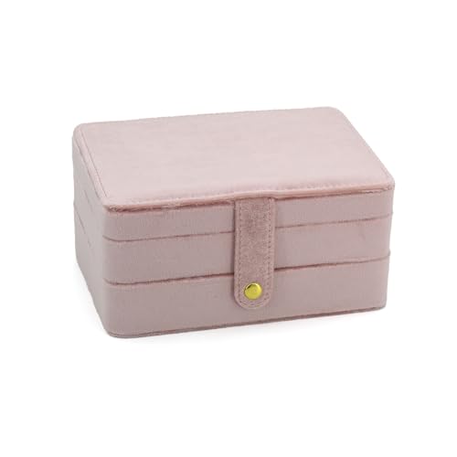 KOOAAICCHI Small Travel Jewelry Organizer Portable Jewelry Holder-Velvet Pink