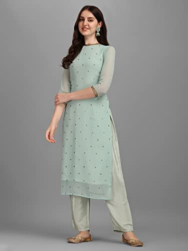 Image of Hritika Women Faux Georgette Sequin Pattern Straight Kurta set (Hrkb0070 Parent)