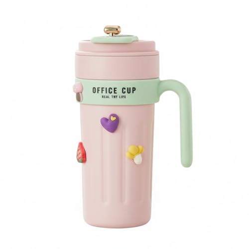 Image of NYRWANA Smart Coffee Travel Mug 650ml | 304 Stainless Steel Vacuum Insulated Cup | LED Touch Screen Temperature Display | Leak-Proof Flask for Hot & Cold Drinks, Office, Travel & Outdoor (Pink Green)