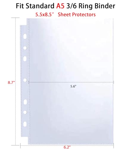 40 Pack 80 Pockets 5.5x8.5” Sheet Protector Sleeves for 6 Ring A5 Binder, A5 Mini 3 Ring Binder, Ultra-Clear Playbill Holder Sleeves, Double-Sided, Top Loading Sheet Protector for  image 8