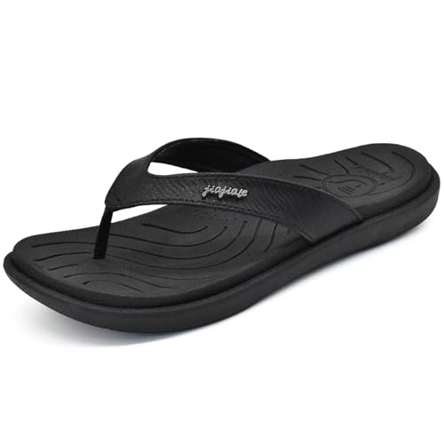 Image of jiajiale Womens Fashion Orthotic Flip Flops Ladies Slip On Lightweight Comfortable Thick Cushion Yoga Mat Thong Sandals With Plantar Fasciitis Arch Support