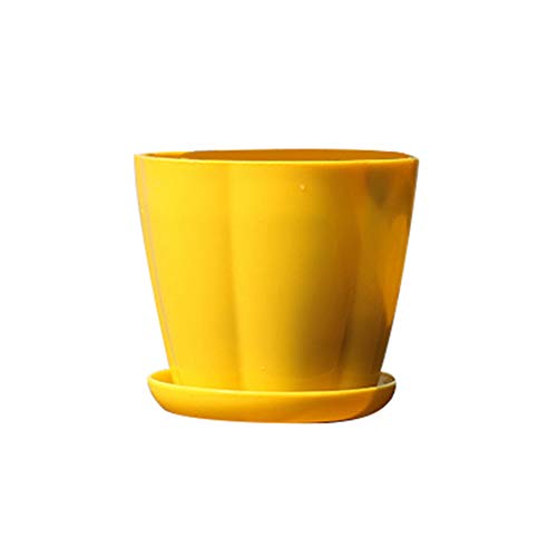 Luyanhapy9 Flower Pot Planter Pot, Small Pumpkin Shape Plastic Imitation Porcelain Flower Pot Succulent Garden Planter Stand Yellow Xs #TOP1