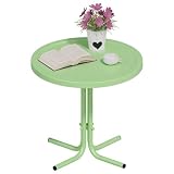 VINGLI Round Outdoor Side Table for Patio, Deck & Garden – Weather-Resistant Metal Accent Table End Table with Vintage Style, Perfect for Drinks & Decor (Key Lime)