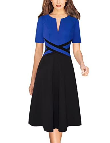 VFSHOW Womens Elegant Front Zipper Crisscross Waist Slim Wear to Work Business Office A-Line Dress - Main Image