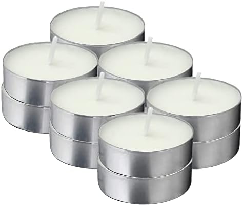 Tribello White Tea Lights - Unscented Tealight Candles - 3.5 Hour Burn Time - Perfect for Home, Travel, Events & Emergencies - Pack of 12