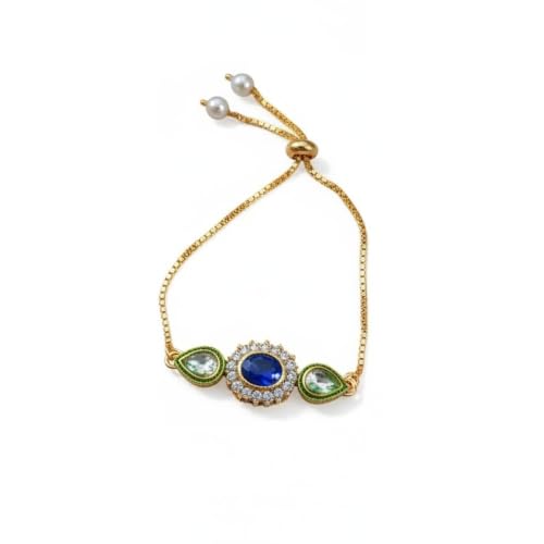 Image of Elegant Traditional Gold Plated /Rakhi Combo Of 1 Piece for Men and Women /brother /sister /bhabhi Kundan Stone combo set (Same as Shown In Image)