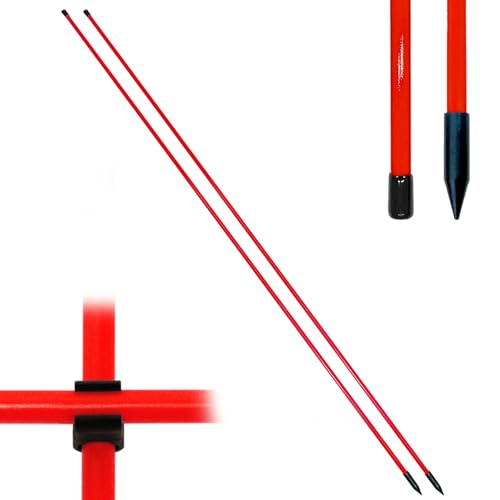 GolfStyle アライメントスティック ゴルフ 練習 ゴルフ練習用品 ターゲットライン アドレスポジション セットアップ スイング 素振り ライ角 トレーニング キャップ golf 100cm ケース付き 2本セット (レッド)