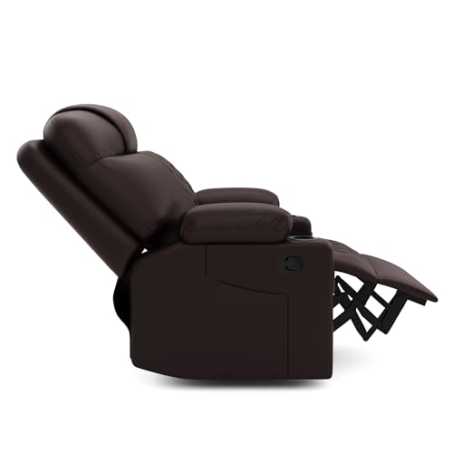 Image of Amazon Brand - Solimo Dreamsit | Single Seater Sofa Recliner | Manual Recliner (Leatherette Brown)