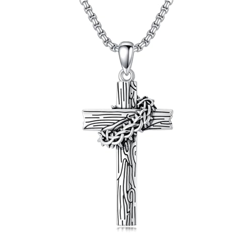 Cadena de cruz de plata de ley 925 PROESS collar cristiano unisex