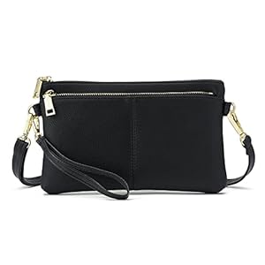 ZOOEASS Triple Zip Small Crossbody Bag Lightweight Purses Vegan Leather Wristlet Clutch, Includes Adjustable Shoulder