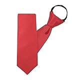 Mantieqingway Pre-tied Ties for Kids Boys 1/2 Pack 14 inch Adjustable Zipper Neck Tie for Wedding Graduation School Uniforms (1 Pack Red)