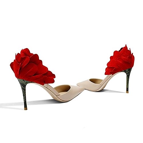 FYS Women's Graceful Pointed Toe Heeled D'Orsay Sexy Floral Stiletto High Heel Pump Crocodile Print Slip On Party Dress Date Shoes Size 4-16 US4