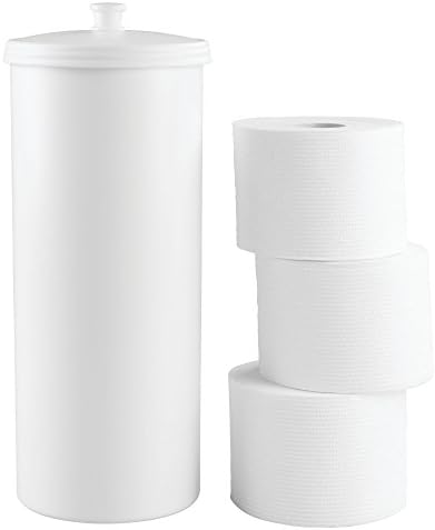 iDesign Plastic Holder The Kent Collection – Hold 3 Rolls of Toilet Paper, Toilet Tissue Canister, 6.25" x 6.25" x 15.5", White