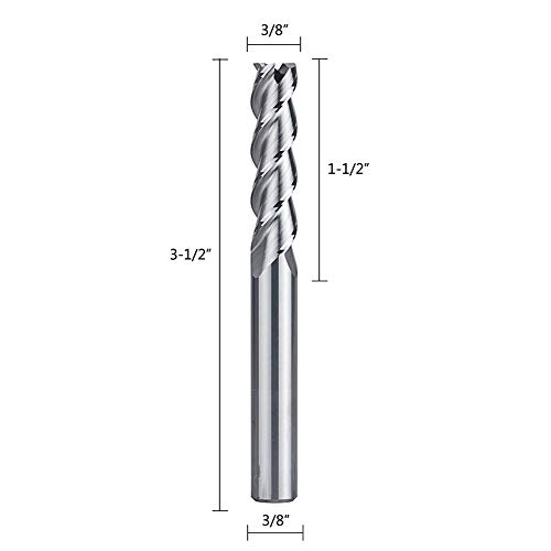 Spetool 3 Flute Carbide End Mill For Aluminum Cut Non-Ferrous Metal Upcut Cnc Spiral Router Bit, 3/8In Shank, Extra Long 3.5 Inch #TOP2