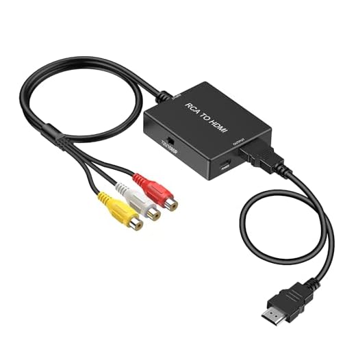 Uzifhdhi RCA to HDMI Converter, AV to HDMI Converter with HDMI Cable Supports PAL/NTSC for PS2/VHS/VCR/Blue-Ray DVD ect.