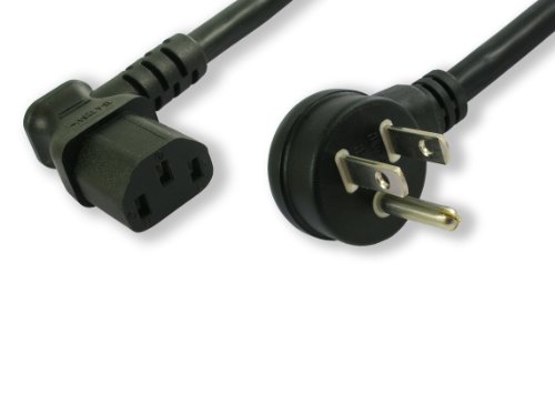 Lynn Electronics C13L515PR15A-3F Power Cord IEC 60320 C13 Left Angle to NEMA 5 SJT Jacket, 15-Amp/125-volt, Black
