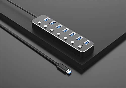 Hub USB 3.0 multiprise 7 trous à commutateurs individuels max 5V 1-2A
