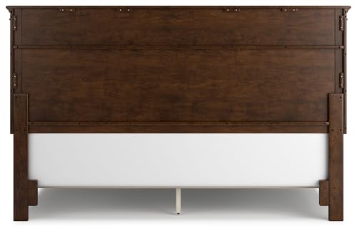 Image of Signature Design by Ashley California King Panel Bed, Brownish Cherry | Hardwood and birch veneer MDF construction with 52-inch headboard, Cal king bed for master bedrooms, Danabrin Series