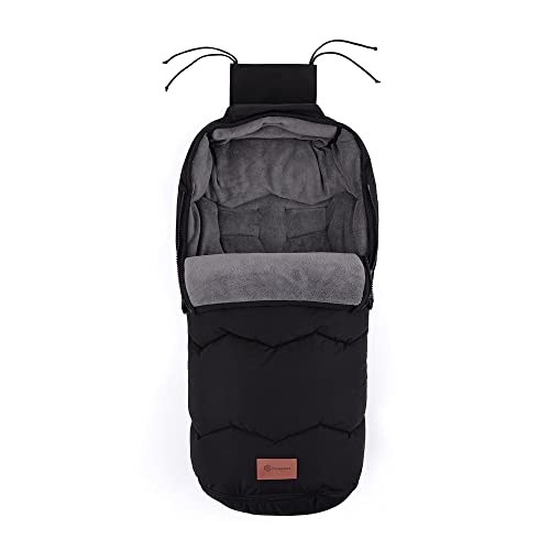 Petite&Mars WARMY 4in1 Schlafsack für Kinderwagen Buggy für Autositz Einlage für Kinderwagen* Fußsack * Winterschlafsack * Warrm * Wasserdicht * Winddicht (Silvered Black) Cover