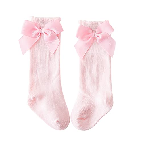 Baby Girls Bow Knee High Socks Toddler Leggings Ruffle Uniform Stockings Long Cotton Tube Socks Infant Dress Socks