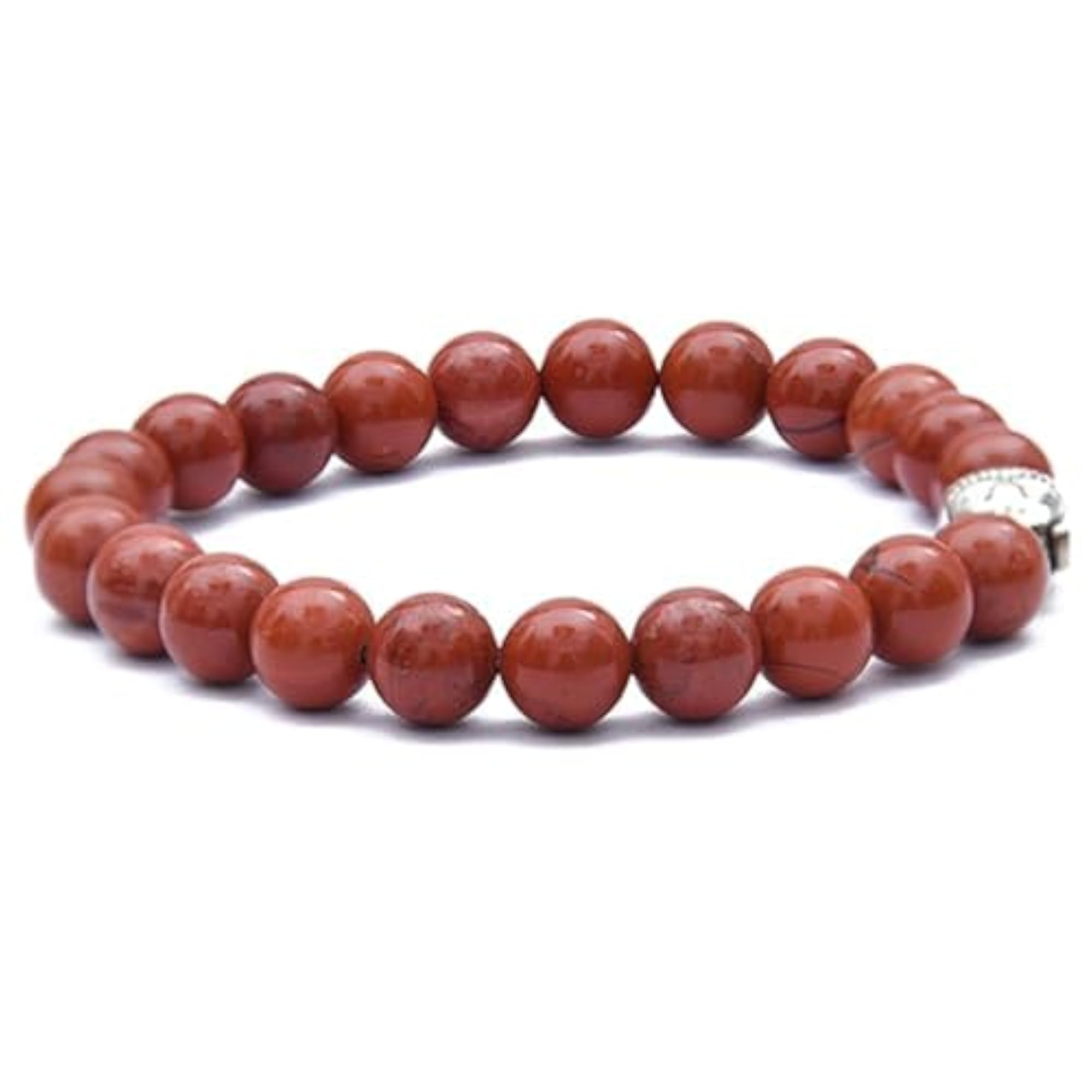 Natural Red Jasper 8mm Round Beaded Bracelet, Unisex Gift