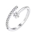TianWlio Accessoires Freundin Geschenke Ring Ring Schmuck Micro-Set einfach zu Zirkon senden offene Pentagramm-Ringe Nasen Ringe (Silver, One Size)