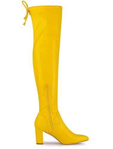 Allegra K Women's Thigh High Block Heels Yellow Over Knee High Boots 9 M Us #TOP6