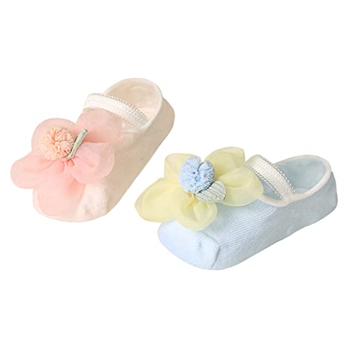 2Pairs Infant Girls Flower Socks Toddler Breathable Floral Socks Baby Barefoot Socks Non Slip Socks For Girls