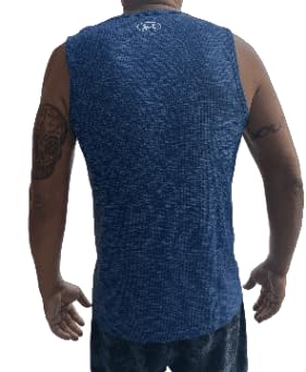 Under Armour Mens' Sleeveless Fitted Tank, Blue, Extra Large, Blue/White2