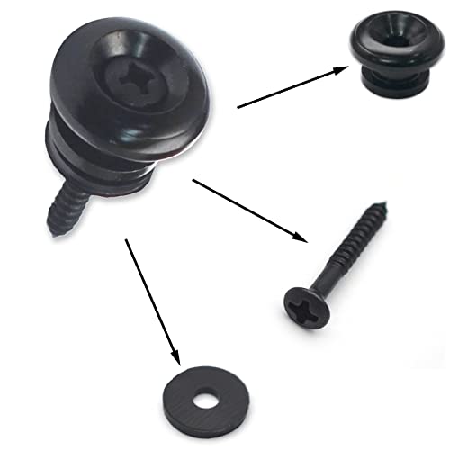 Maxcheer 2Pcs Mushroom Style Guitar Ukulele Bass Strap Lock Lock Metal Music Parts (Black) #TOP1