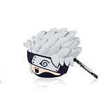 Coque Étui Housse Case Silicone AirPods 1&2 Superhero starwar Naruto Kakashi Antichoc avec Porte-Clés (Blanc)