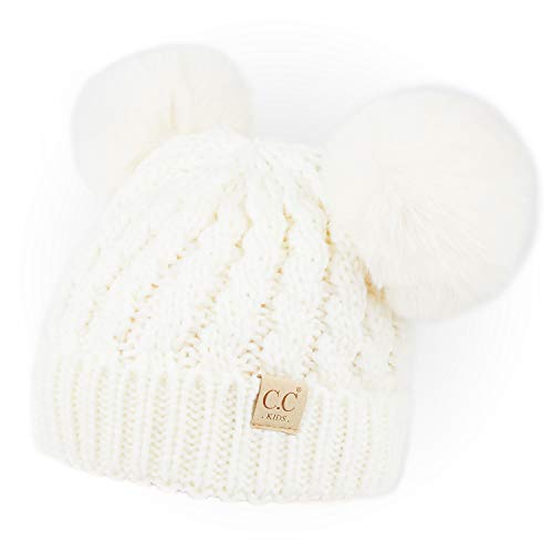 Image of C.C Exclusives Children Kid Double Pompom Knitted Beanie for Kids Ages 2-5 (KID-23)(KID-24)(KIDS-2055)