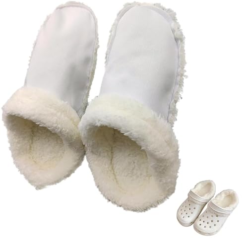 Warm Insoles for Hole Shoes Fur Liners for Crocs Removable Shoes Warm Liner Fluffy Inserts Short Plush Insert Lining Shoe Inner (White 36-37)