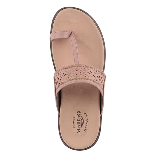 Image of Medifeet Women's Orthopedic Toe-Ring Sandals | Soft Cushioned Slip-On Comfort Slippers | Anti-Skid, Arch Support