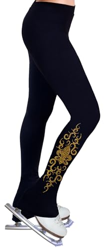 NY2 SPORTSWEAR Figure Skating Practice Pants with Rhinestones R187 - Adult Sizes- (Adult Large) Black