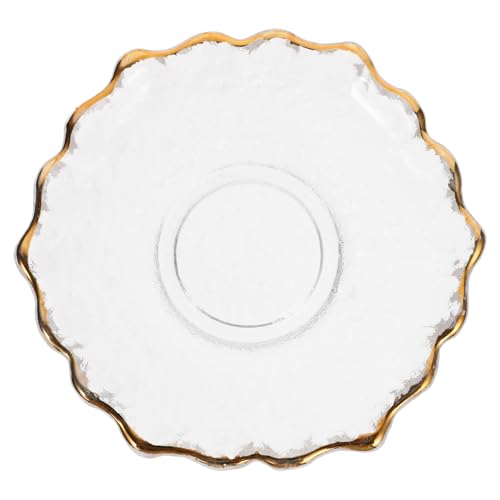 Lurrose Sottobicchiere in Vetro Trasparente con Dorato Tappetino Antiscottatura per Tazze Protezione Tavolo Casa e Ristorante Design Fiore Elegante