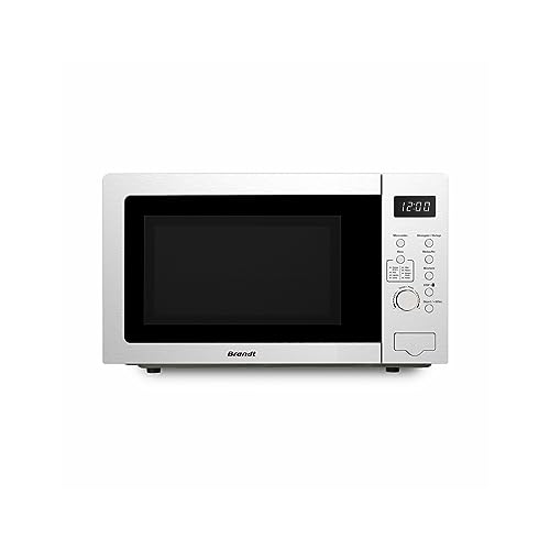 BRANDT SE2500X - Microondas de colocación libre (900 W, 25 L, cavidad pintada, temporizador, 60 minutos, 8 programas automáticos, PT 31,5 cm, acero inoxidable)