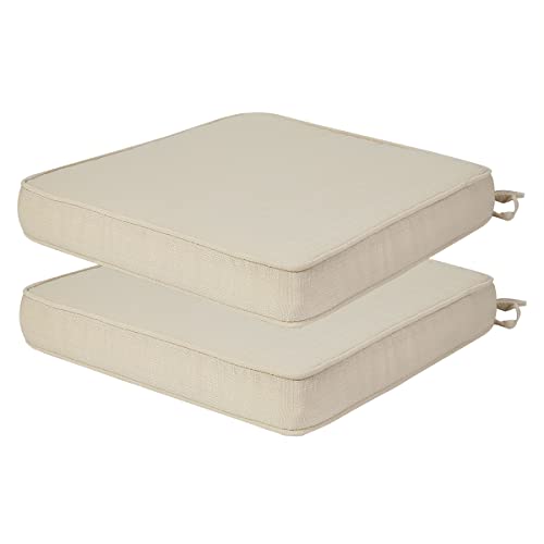 Outdoor Chair Cushions 18x18 Inch,Set of 2,Water Resistant Chair Pads with Ties,Square Seat Cushion 18"x18"x2.5",Patio Chair Cushion for Garden,Backyard Furniture(Antique Beige)