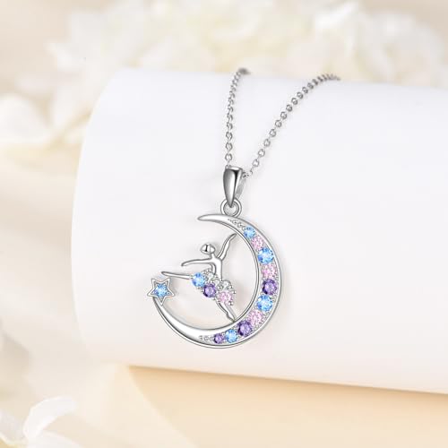 Ballerina Necklace 925 Sterling Silver Moon Ballet Necklace Ballet Dance Jewelry Gifts for Women2