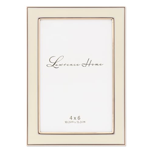 Lawrence Frames Metal and Enamel Picture Frame, Ivory, 4x6