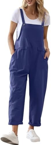 YESNO Damen Latzhose Sommer Oversize Trägerhose Beiläufig Loose Bib Pants Overall Baggy Jumpsuit Strampler Sommerhose mit Träger PV9DE