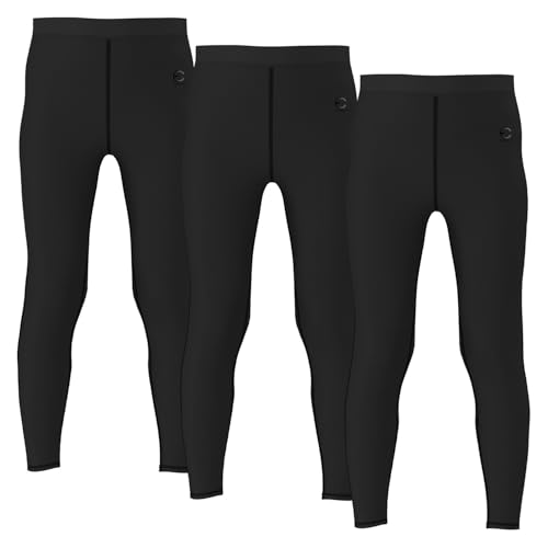 Boys Compression Pants Leggings Tights Youth Athletic 3 Piece Base Layer Gear for Kids Sports, Football, Soccer