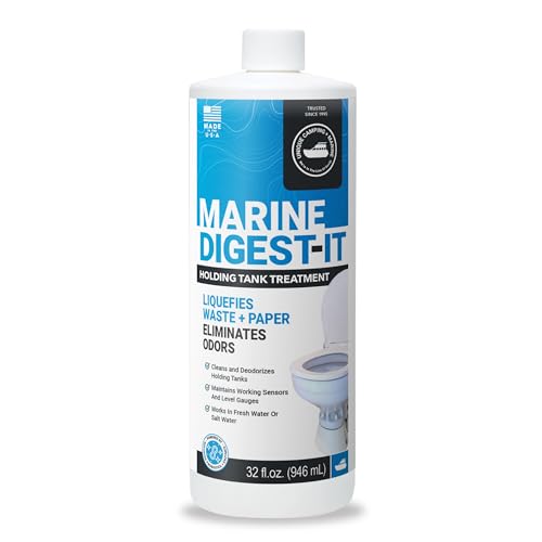 Unique Marine Digest-It Boat Toilet Treatment, Tank Deodorizer, Toilet Smell Eliminator Breaks Down Waste - 16 Liquid Treatments (32 oz.) Packaging May Vary
