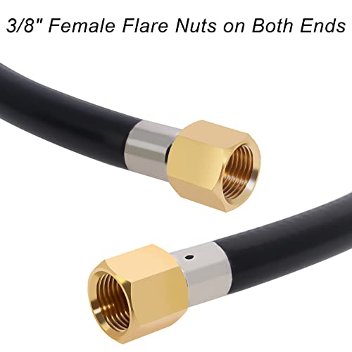 Image of Wadoy RV Propane Hose Connector Assembly 2 Foot 3 /8 inch Female Flare x 3 /8 inch Female Flare Quick Connect Hose 24 Inches 2 Pack Fireplace Extension Connection Hose