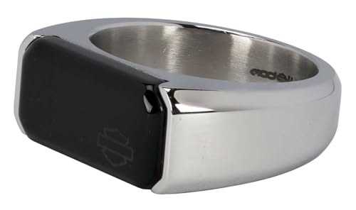 Harley-Davidson Men's Bar & Shield Onyx Signet Ring - Stainless Steel - Silver2